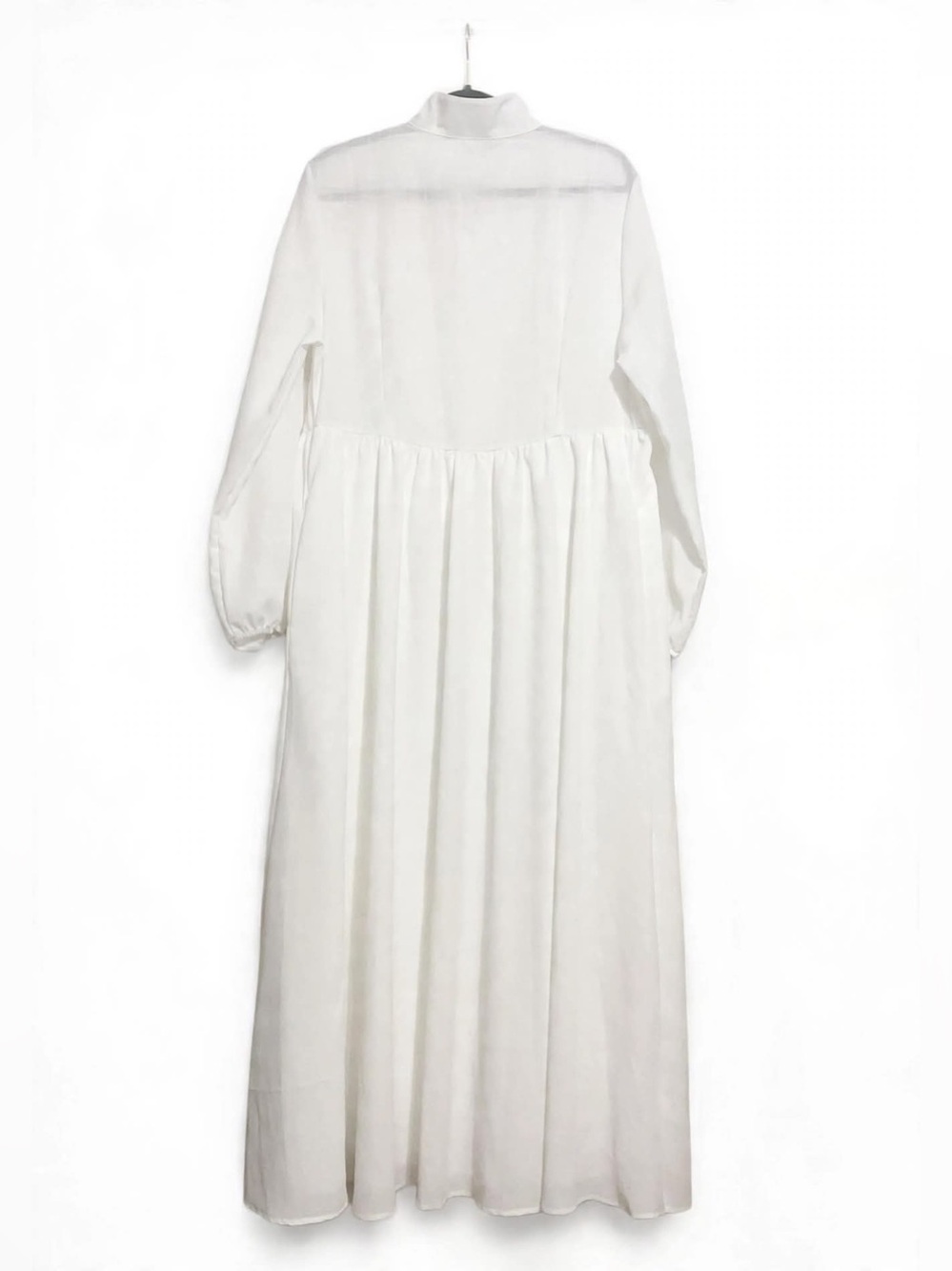 White Button Front Maxi Shirt Dress Pockets Tag L Fits XL PTP 22" Boutique NEW - Picture 5 of 7